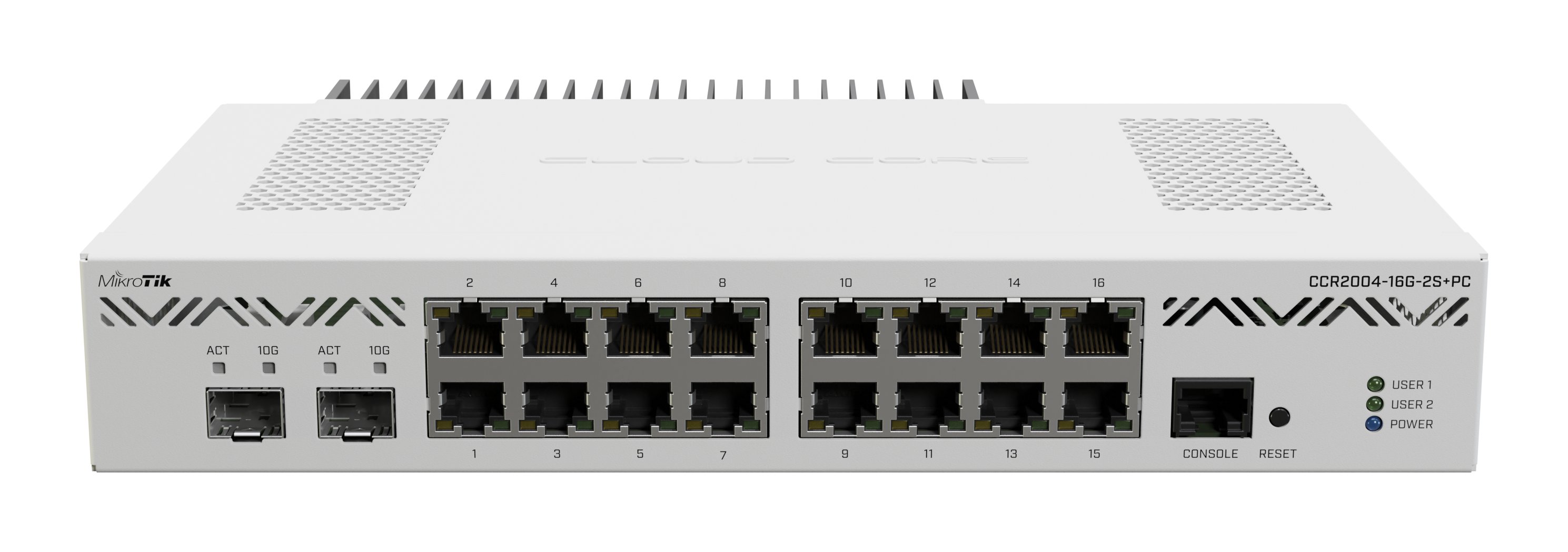 MikroTik Cloud Core 16 Port Gigabit 2SFP+ Passive Cooling Router | MT-RBCCR2004-16G-2S+PC